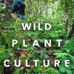 A person kneels in a lush forest; bold text displays the Wild Plant Culture book title.