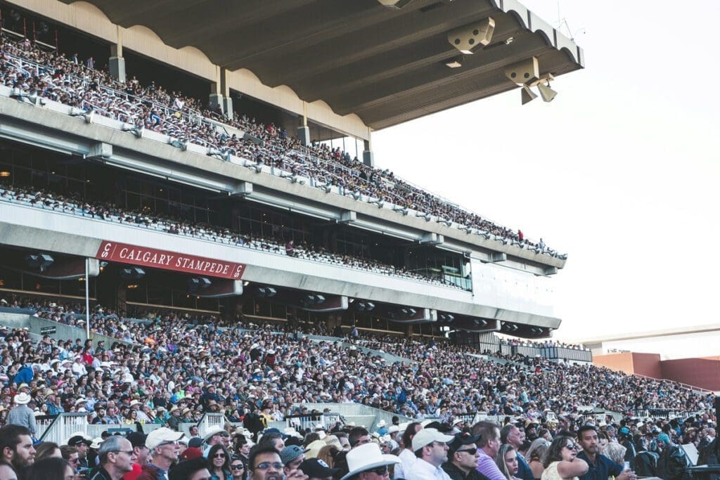 Fans in The Calgary Stampede stands