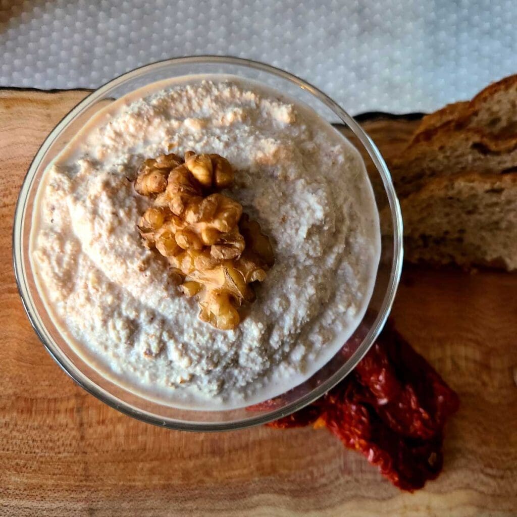 Bowl of walnut ricotta.
