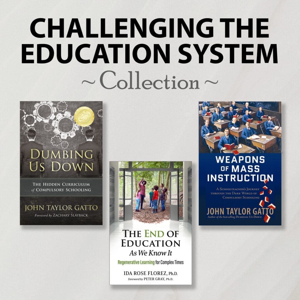 Three "Challenging the Education System Collection" book covers under the main heading.
