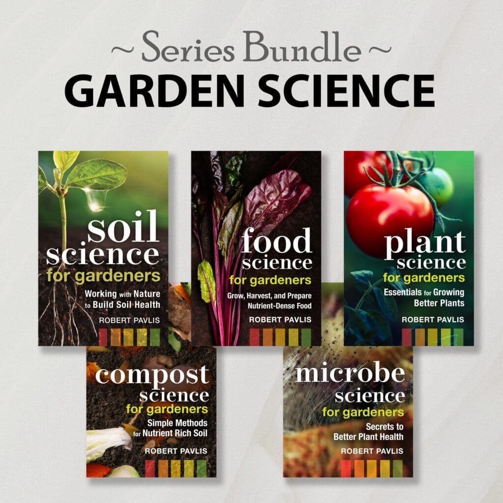 Five covers from the Garden Science Collection: Soil, Food, Plant, Compost, and Microbe.