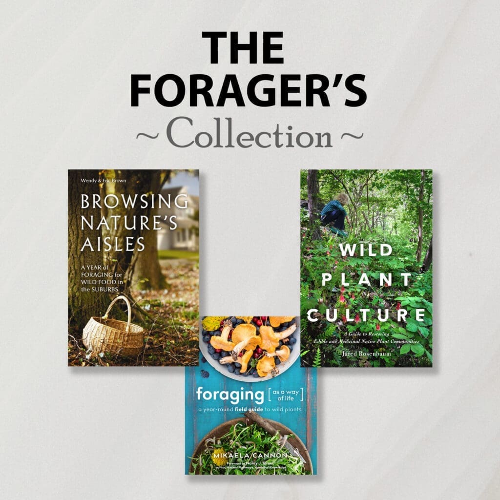 Three nature foraging books arranged below the title: The Forager's Collection.