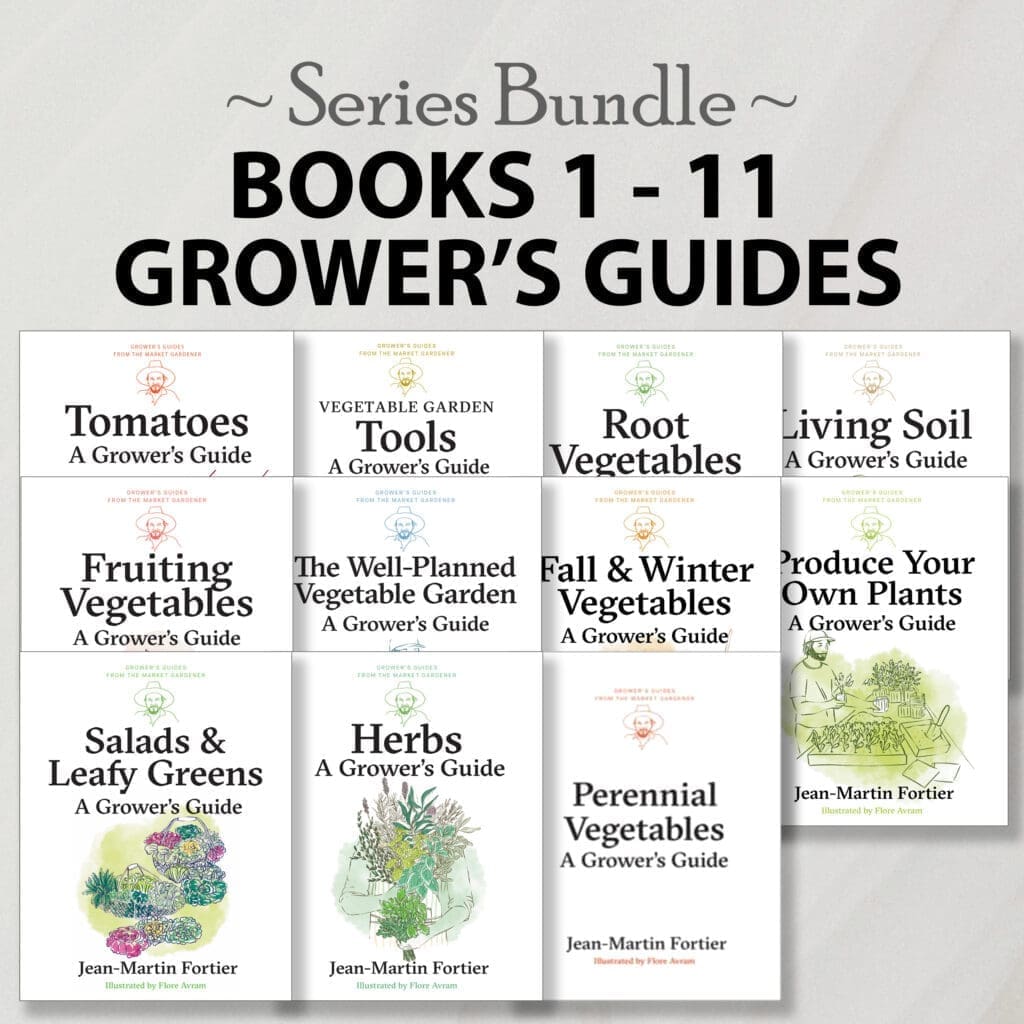 Covers of all 11 books in the Grower's Guides Series Bundle by Jean-Martin Fortier, in two rows.