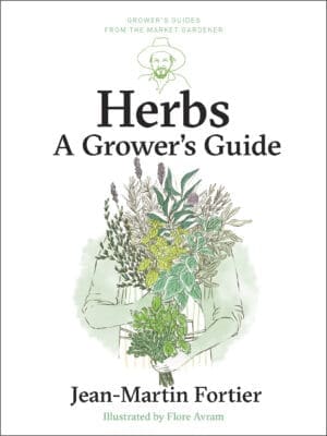 Cover of "Herbs" by Jean-Martin Fortier, illustrated with herbs and a gardener.