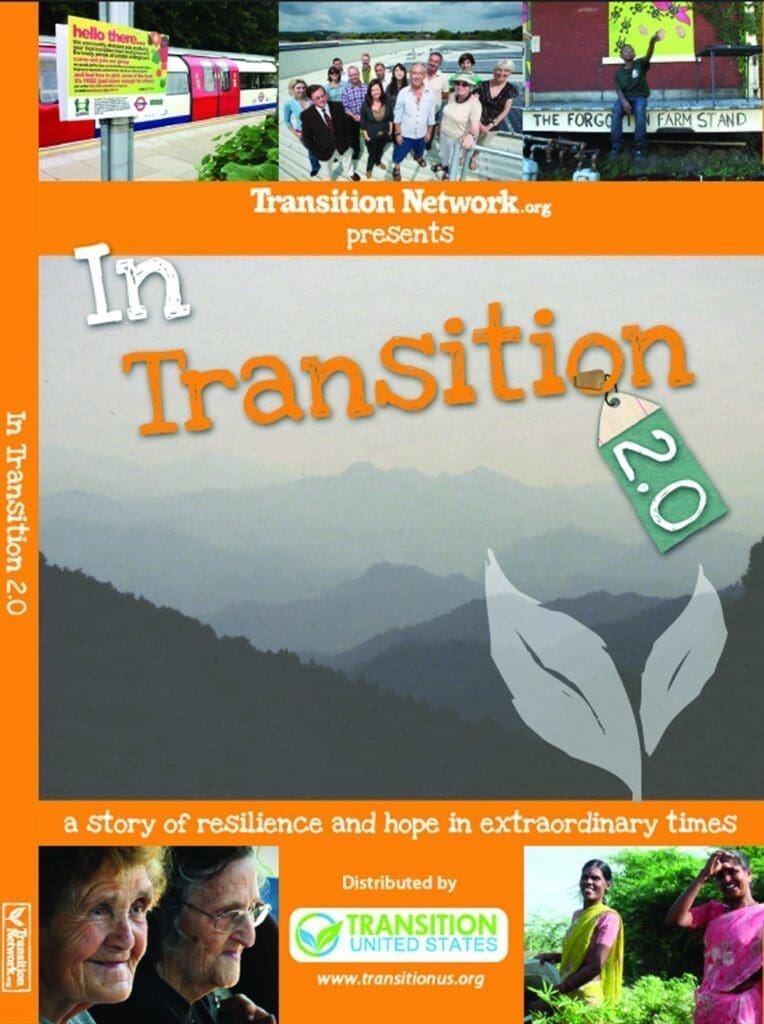Cover for "In Transition 2.0" with community images and a leaf design.
