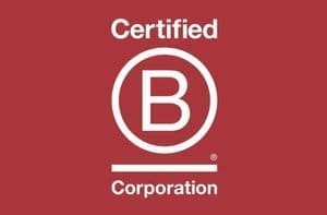 Certified B Corporation logo on red, symbolizing New Society Publishers' ethical publishing.