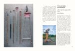 Floramama tools and cart on concrete; person uses Floramama for weeding garden.