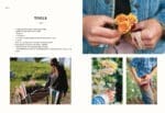 People harvest flowers outdoors with Floramama buckets, rubber bands, and garden tools.