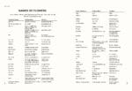 Floramama: flower names in columns—common, cut flower, and Latin names.
