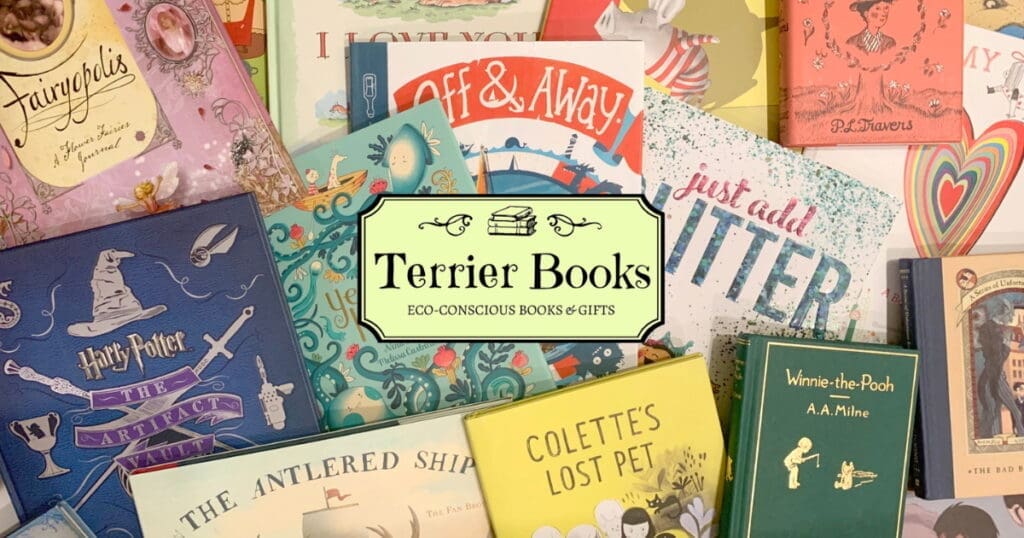 A variety of colorful children's books highlight Terrier Books' big-hearted impact.
