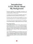 A page titled "Introduction: A Few Words About My Background" with introductory text.