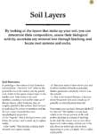 A document page titled "Soil Layers" with descriptive text about soil horizons and their traits.