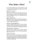 A page explaining the benefits of making a plan, with six bolded subheadings and descriptions.