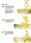 Three illustrated steps showing how to use a broadfork to loosen soil in a garden bed.