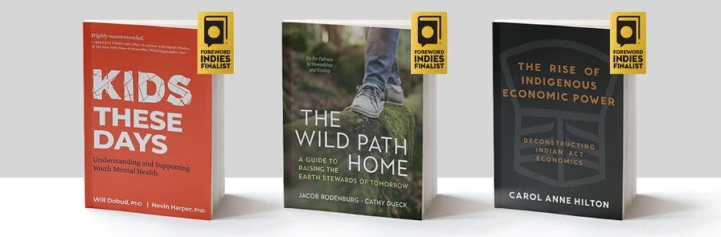 Three award finalists for the 2025 book awards, each with a FOREWORD INDIES finalist tag.