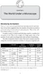A science textbook page with a chart of microbes in one gram of garden soil.
