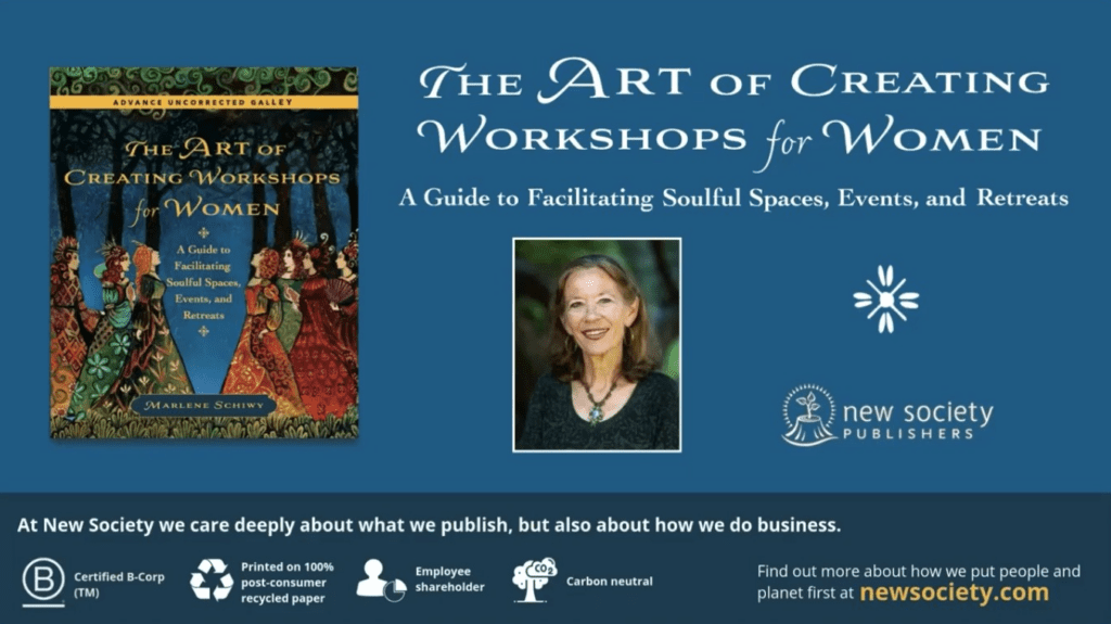 Book cover and author photo for "The Art of Workshops for Women" by Marjolein Schwitz.