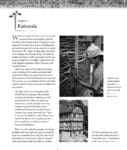 Page from a book on light straw clay walls, with a photo of a straw building and an inset image.
