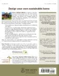 Back cover of a book describing sustainable home design, featuring text and author images.