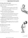 A worksheet page on negotiation skills with an illustration of a person holding their chin, thinking.
