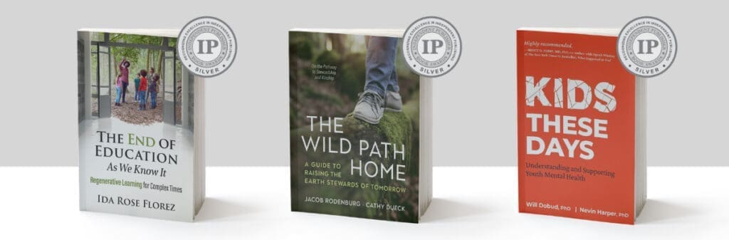 Three IPPY Awards-winning books from New Society Publishers, each with a 2026 silver medal emblem.
